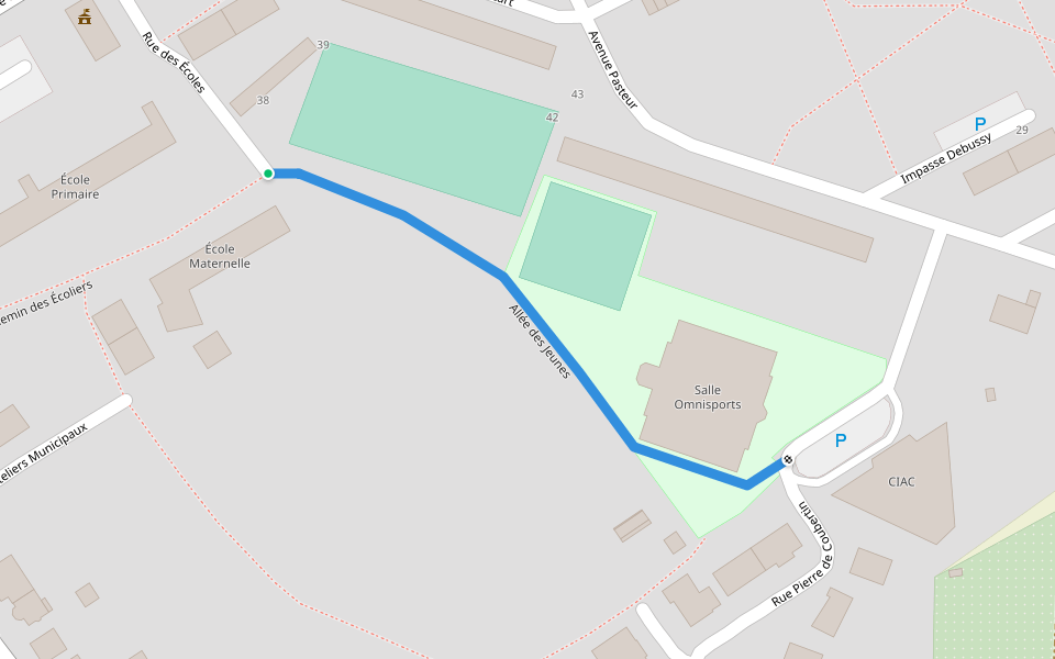 Allée des Jeunes walking route map in Rouhling