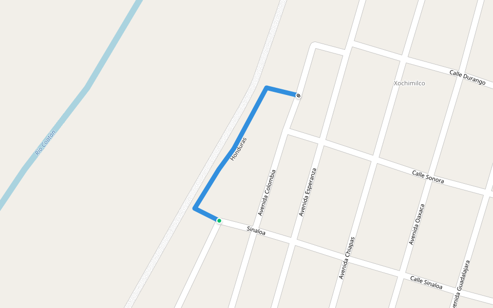 Honduras walking route map in Tapachula de Córdova y Ordóñez