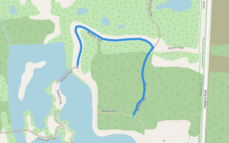 Muskrat Trail walking route map in Carleton