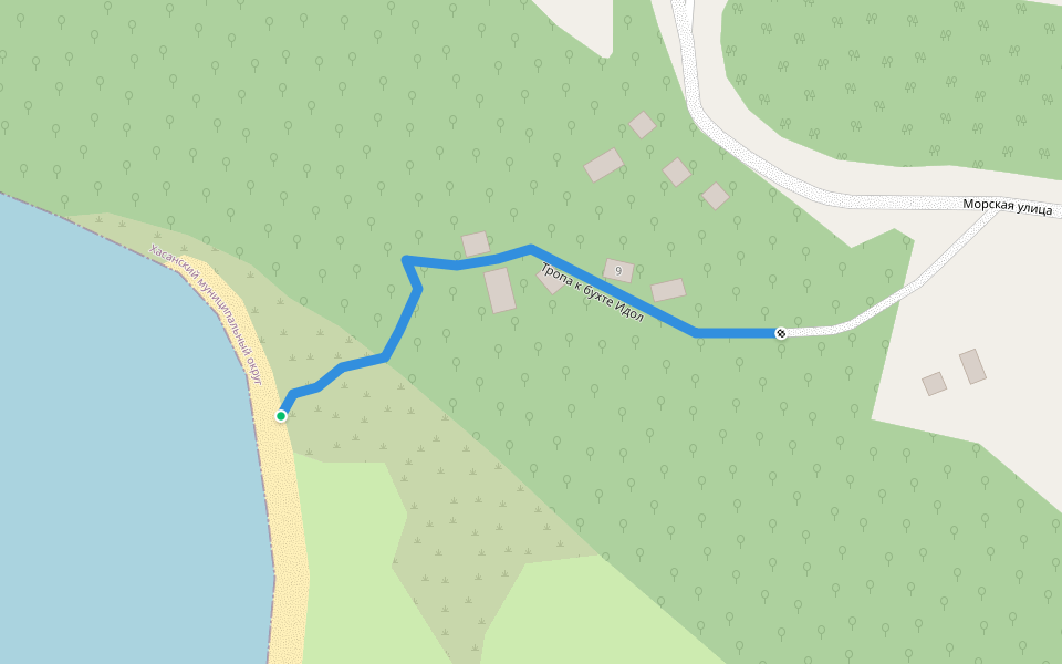 Тропа к бухте Идол walking route map in Risovaya Pad'