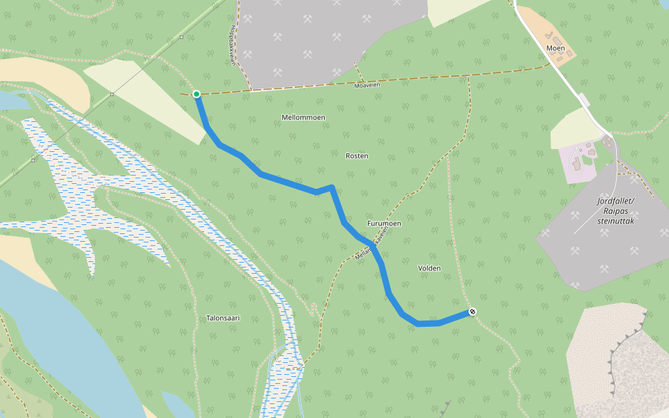 Mellamokkastien walking route map in Øvre Alta