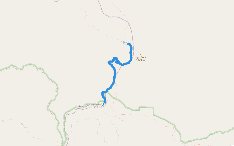 Summit Springs Trail walking route map in Stonyford