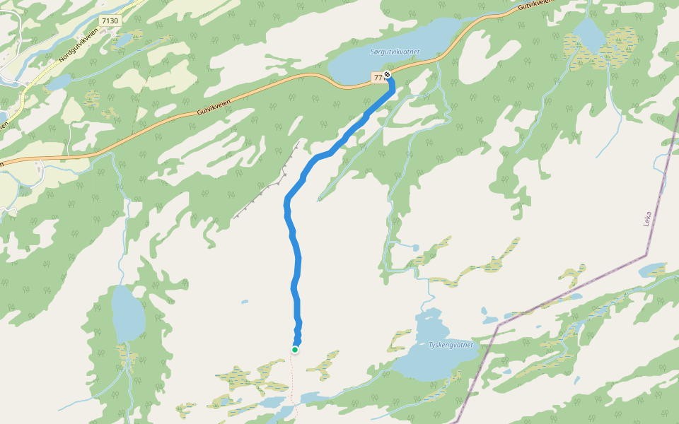 Olaslåtten walking route map in Sør Gutvika