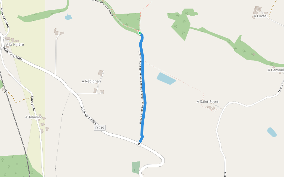 Chemin Rural n°1 dit de Castera-Lectourois au Moulin Neuf walking route map in Castéra-Lectourois