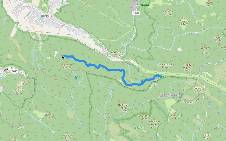 Trail Svätý Vrch 3-1 walking route map in Borinka