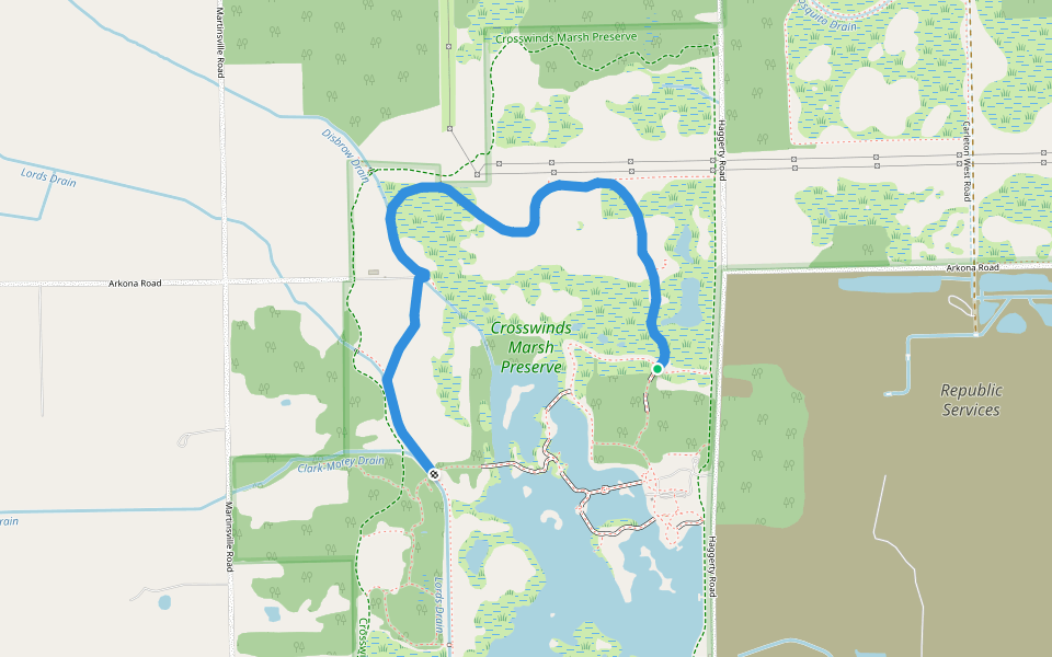Blue Heron Trail walking route map in Carleton