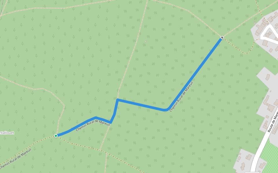 Chemin Rural de Mareuil walking route map in Pujols-sur-Ciron