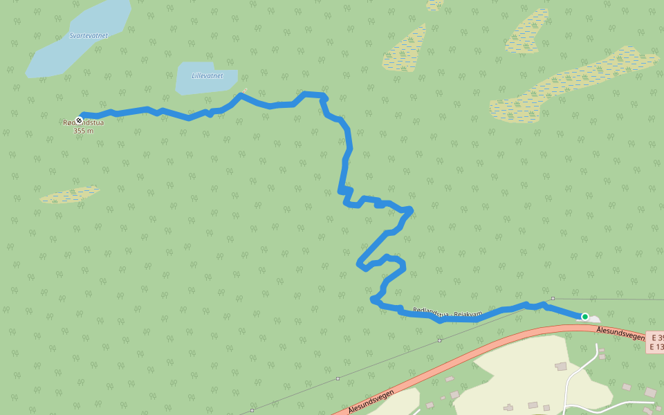 Rødlandstua - Reiakvam walking route map in Dalsbygda