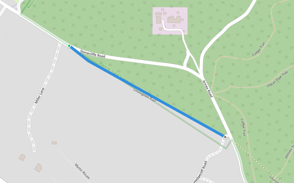 Louisignon Trail walking route map in Mackinac Island