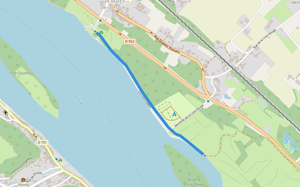 La Loire à Vélo walking route map in Gennes-Val-de-Loire