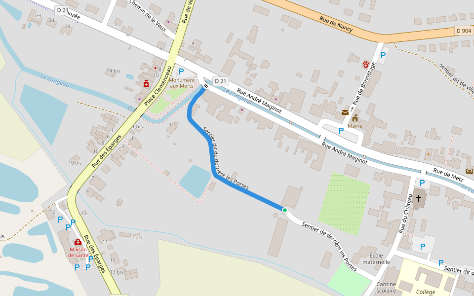 Sentier dit de derrière les Portes walking route map in Fresnes-en-Woëvre