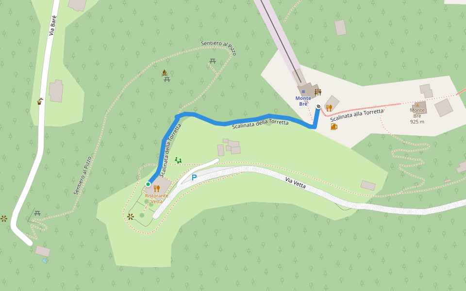 Scalinata della Torretta walking route map in Bre
