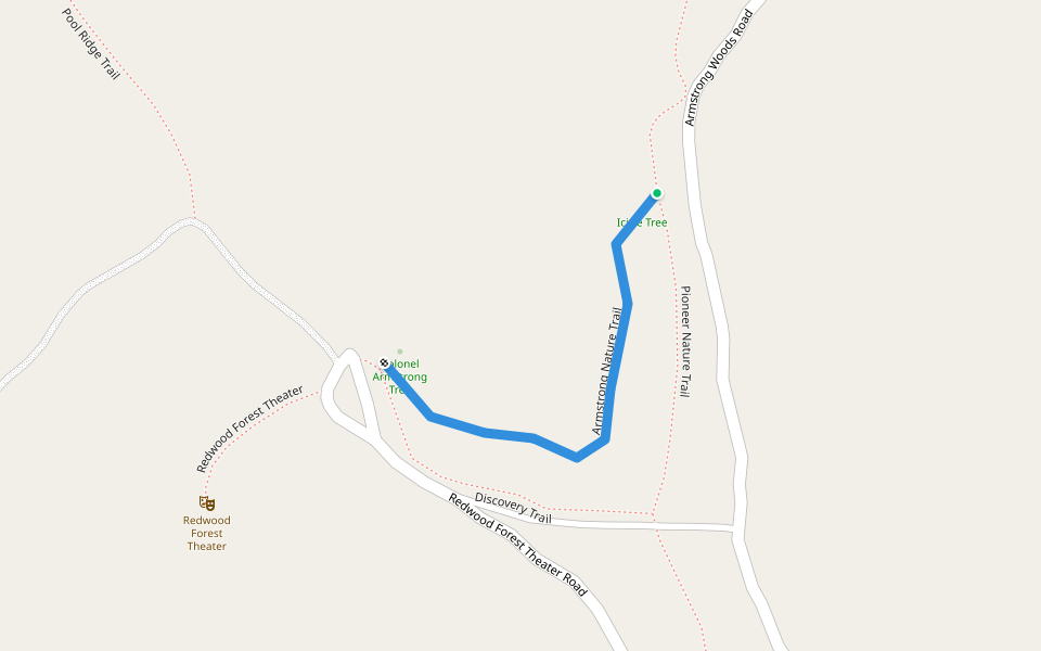 Armstrong Nature Trail walking route map in Guerneville