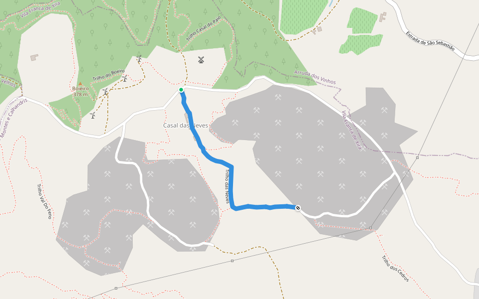 Trilho das Neves walking route map in São João dos Montes
