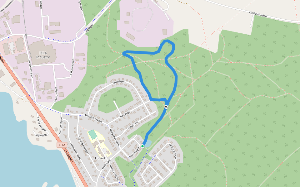 Elljusspår walking route map in Lycksele