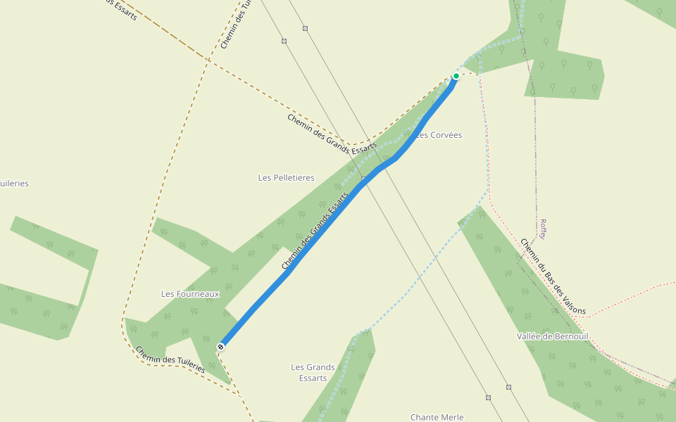 Chemin des Grands Essarts walking route map in Bernouil
