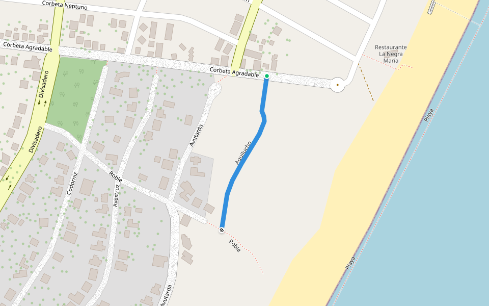 Aguilucho walking route map in Valeria del Mar