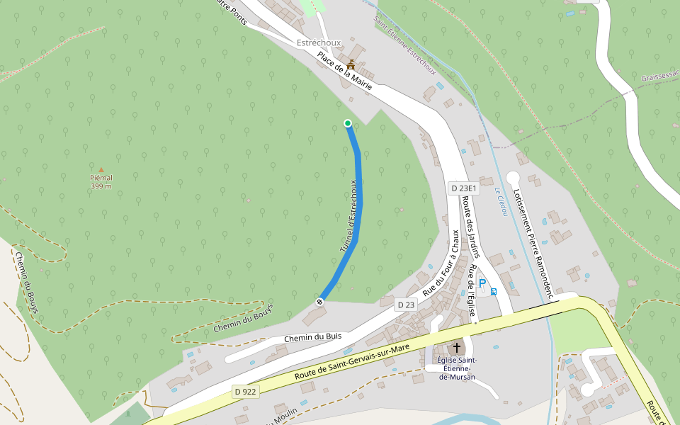Tunnel d'Estréchoux walking route map in Saint-Étienne-Estréchoux