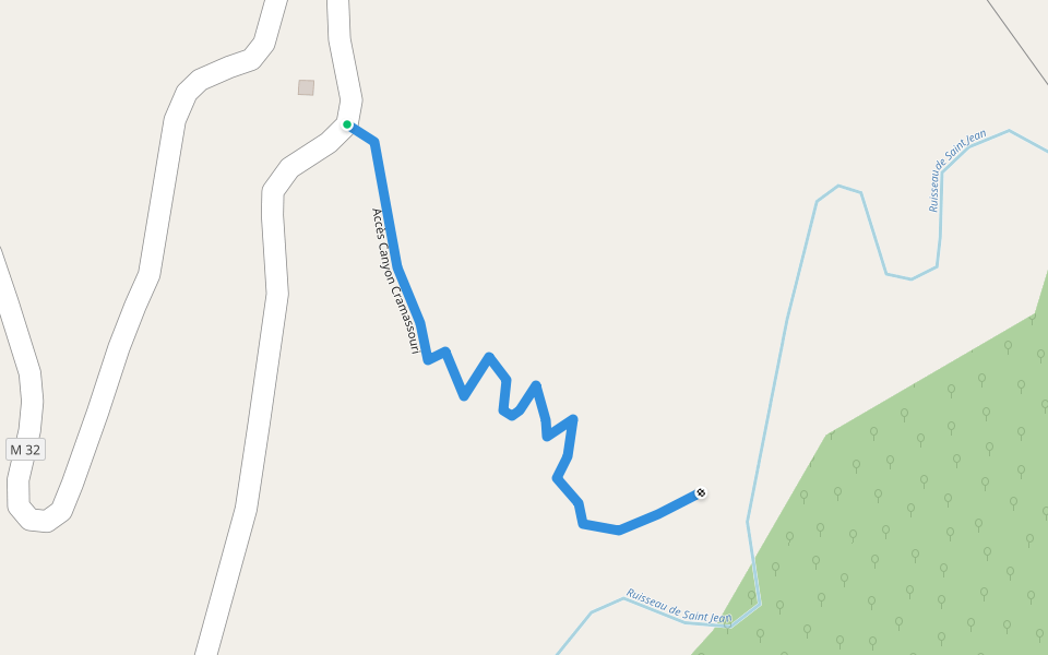 Accès Canyon Cramassouri walking route map in La Tour