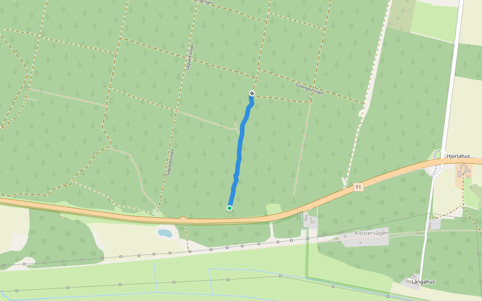 Björkelinjen walking route map in Veberöd