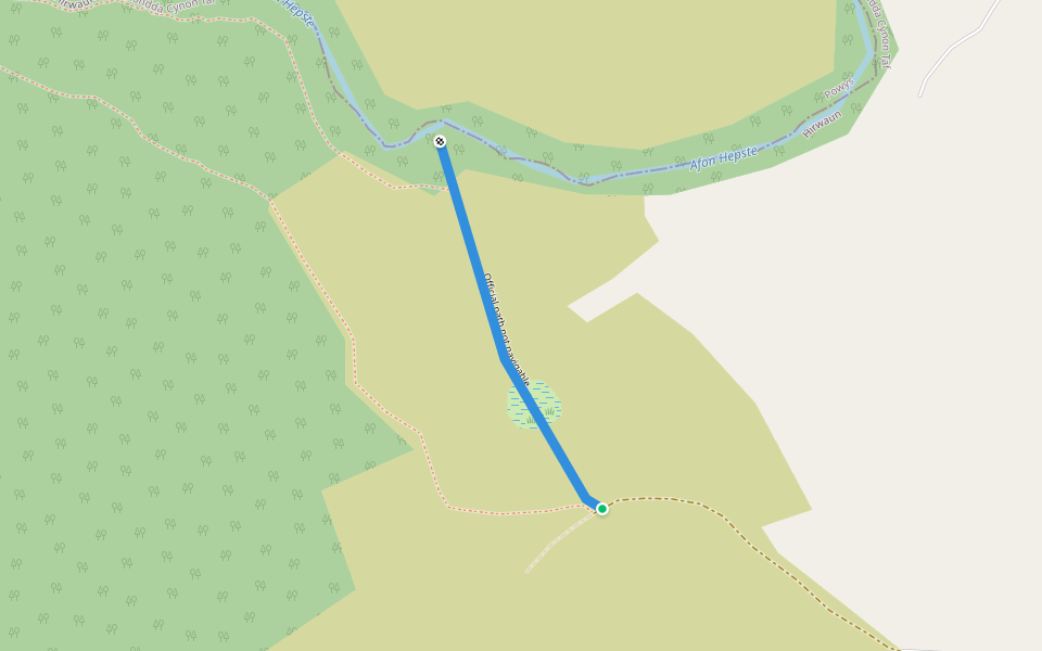 Official path not navigable walking route map in Penderyn