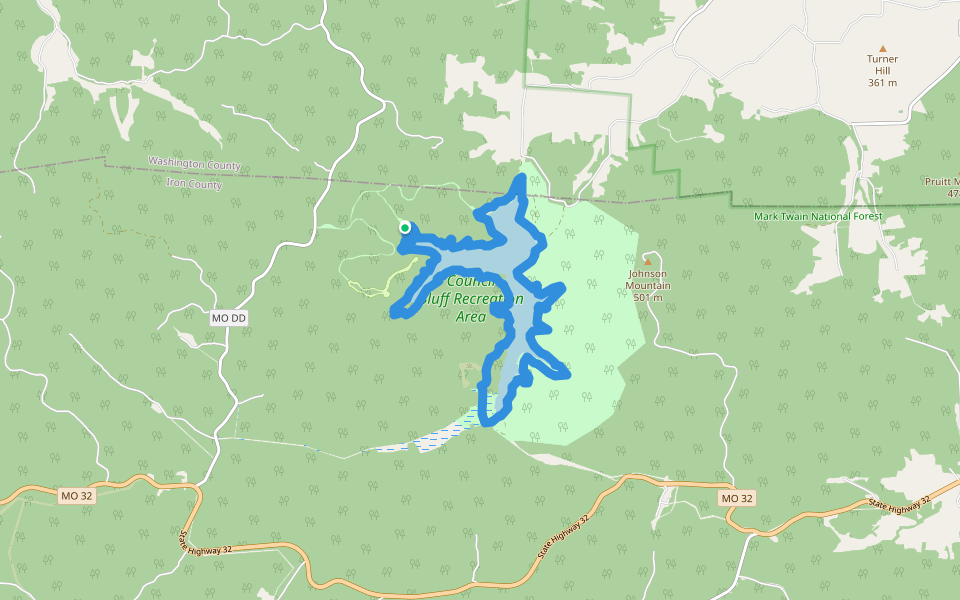 Council Bluff Lake Trail walking route map in Belleview