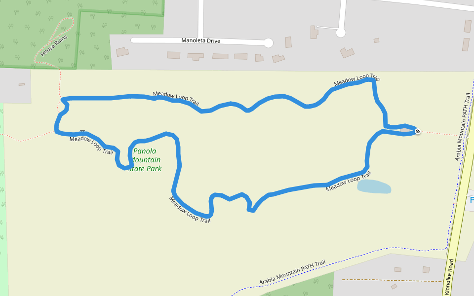 Meadow Loop Trail walking route map in Stonecrest