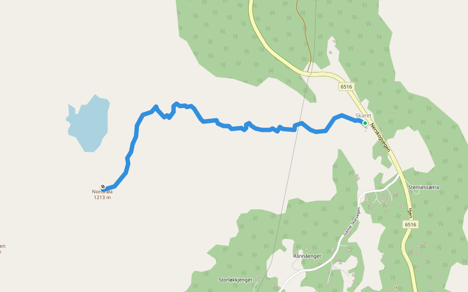 Nonshøa walking route map in Nerskogen