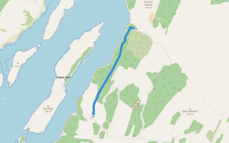 Old Coach Road (Biffs Passage) walking route map in Kilmartin