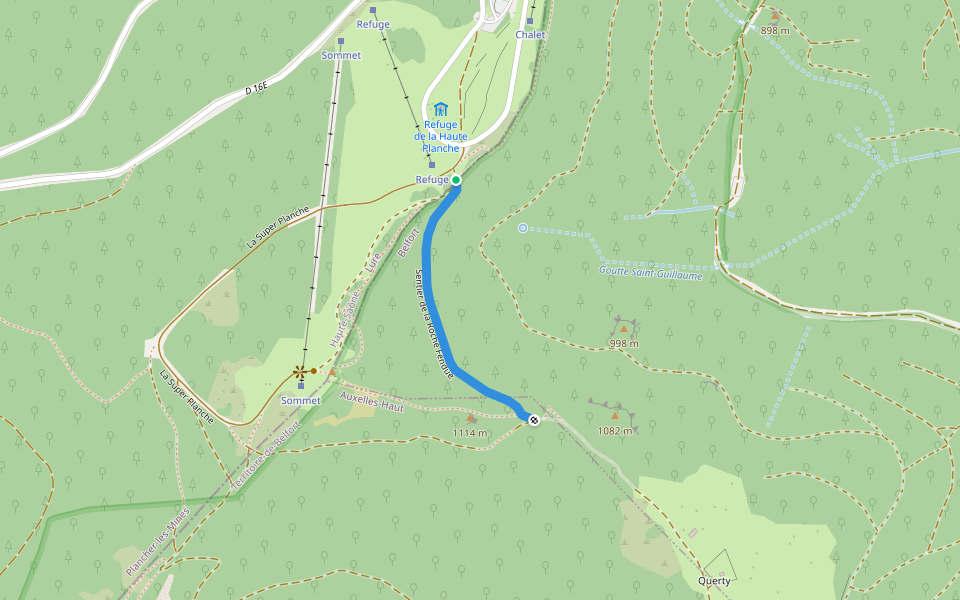 Sentier de la Roche Fendue walking route map in Plancher-les-Mines