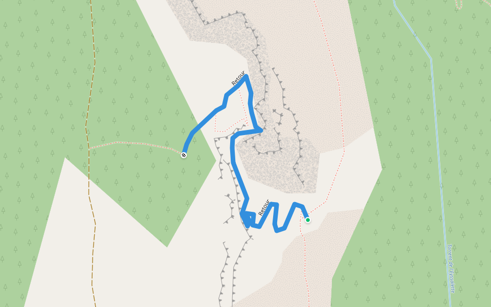 Retour walking route map in Les Orres