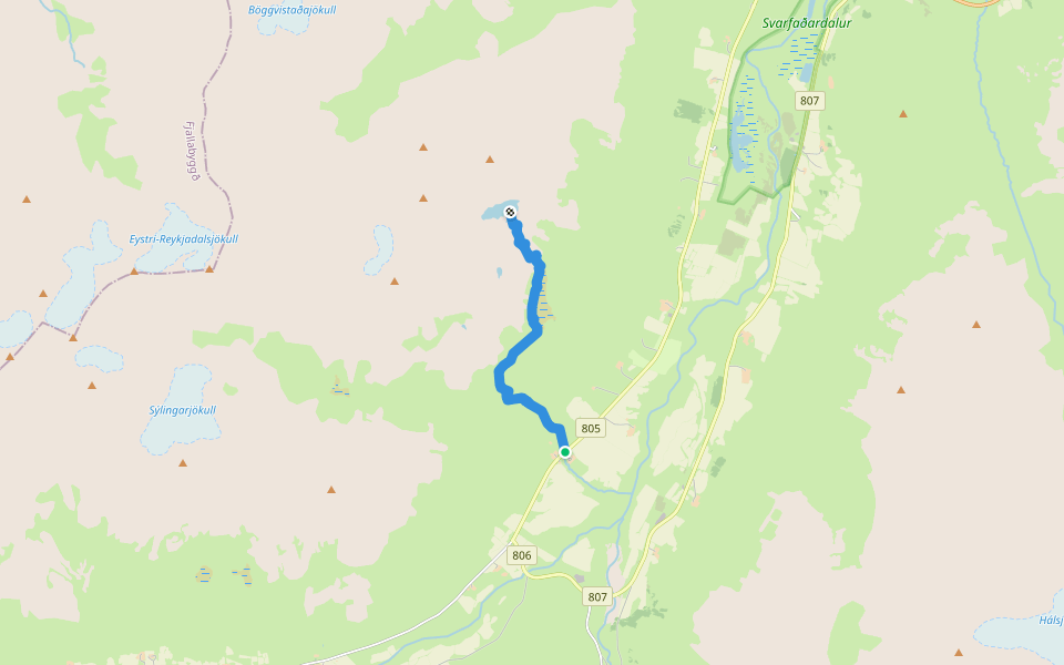 Nykurtjörn walking route map in Dalvik