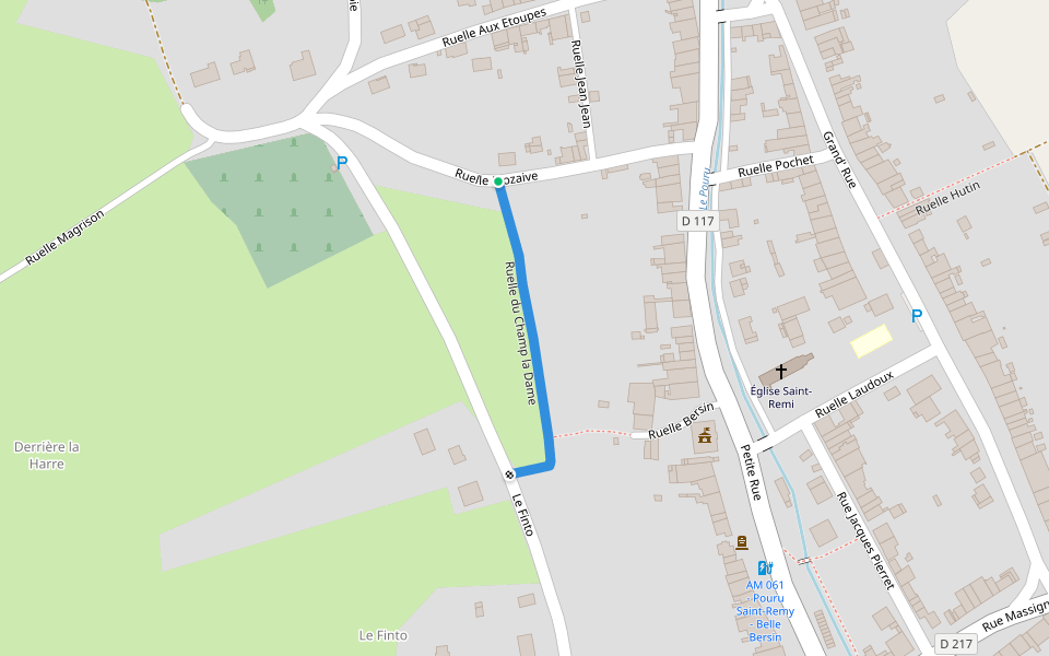 Ruelle du Champ la Dame walking route map in Pouru-Saint-Remy