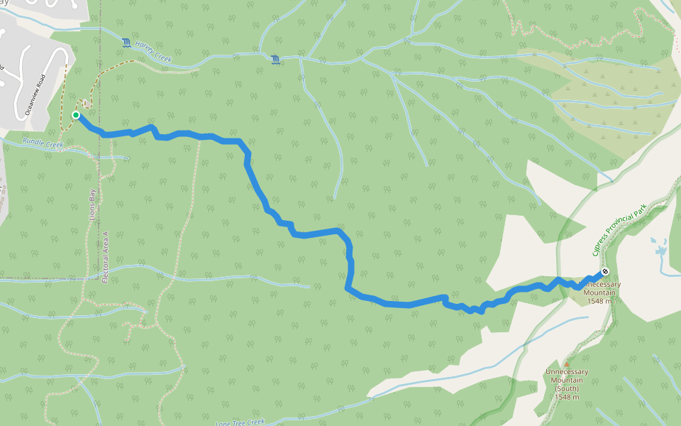 Unnecessary Mountain Trail walking route map in Lions Bay