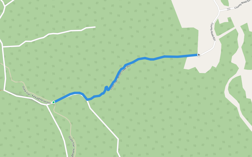 Ozark Trail - Brush Creek Spur walking route map in Black