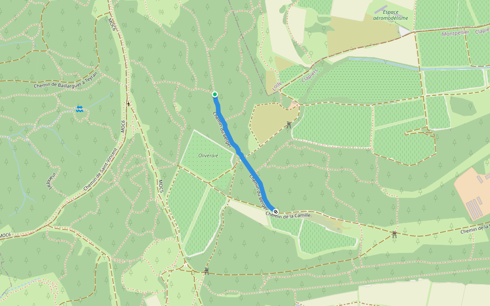Chemin du berger walking route map in Clapiers