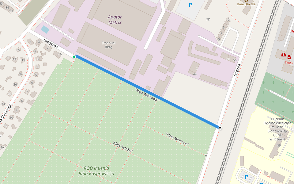 "Aleja Wiśniowa" walking route map in Tczew