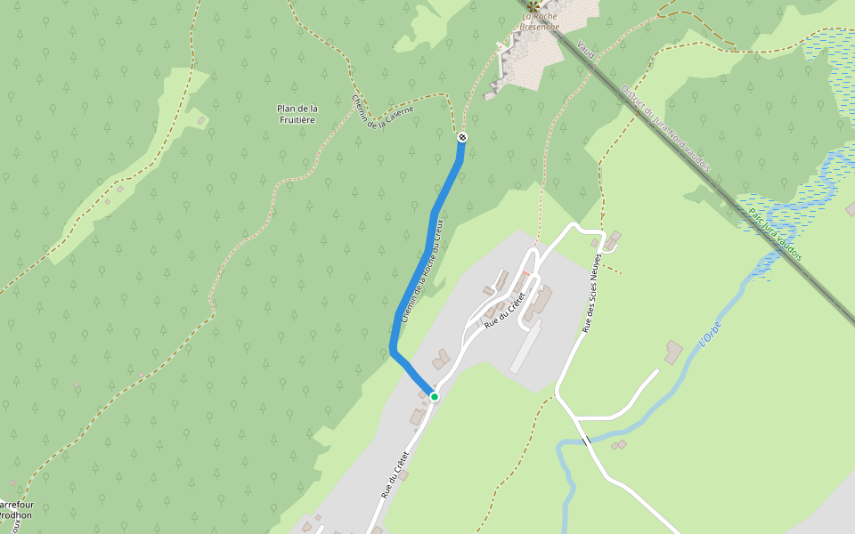 Chemin de la Roche du Creux walking route map in Bois-d'Amont