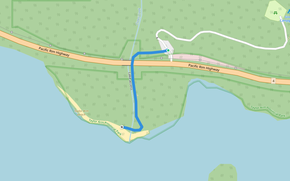 Lake access walking route map in Fanny Bay
