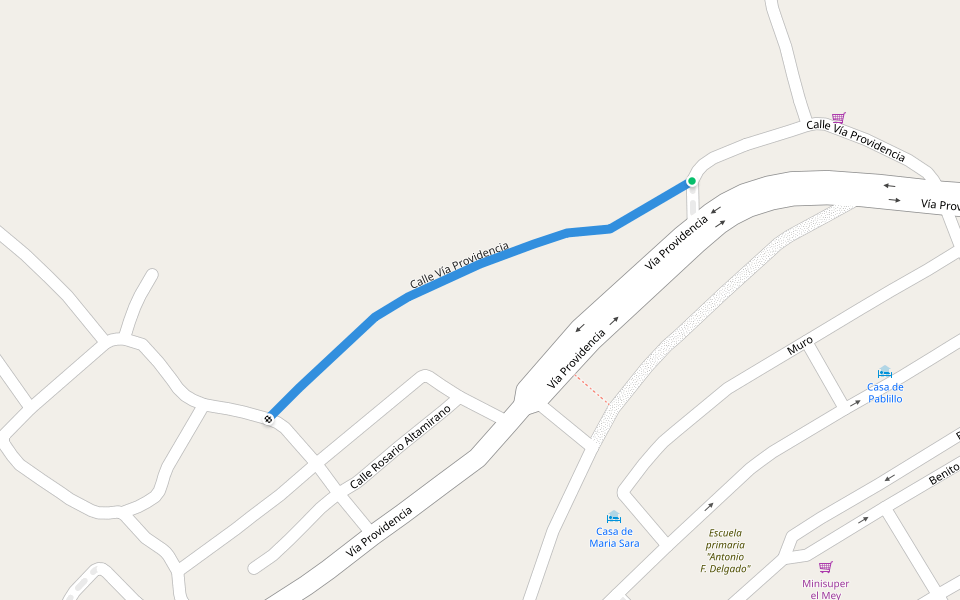 Calle Vía Providencia walking route map in Santa Rosalía