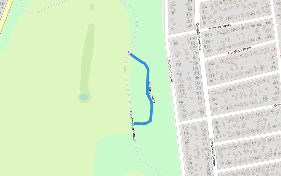 Lower Park Trail walking route map in Hartford