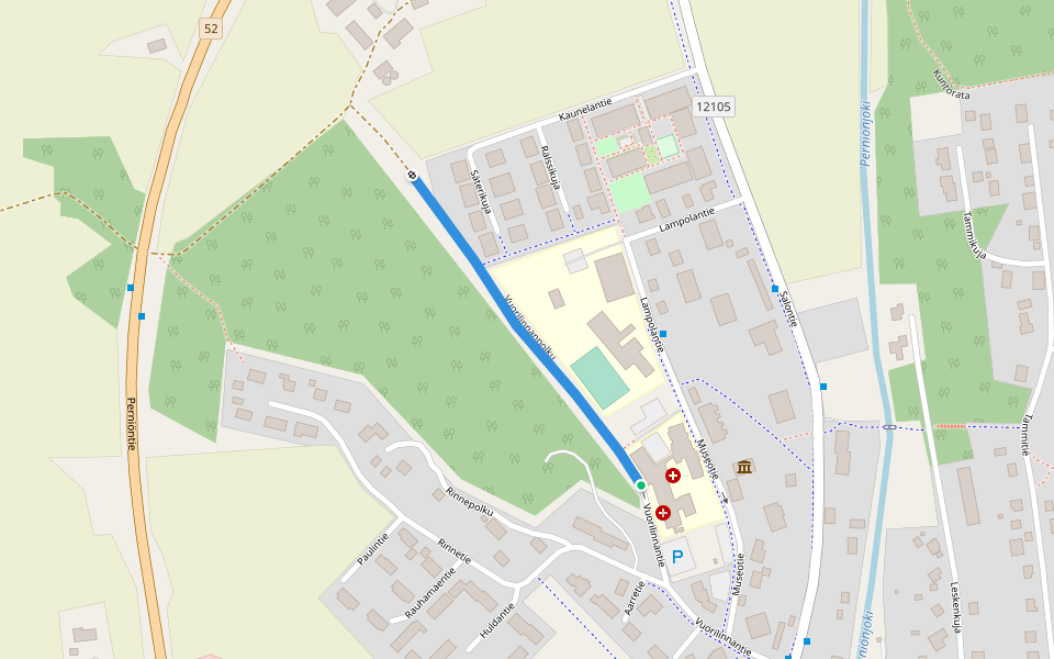 Vuorilinnanpolku walking route map in Perniö