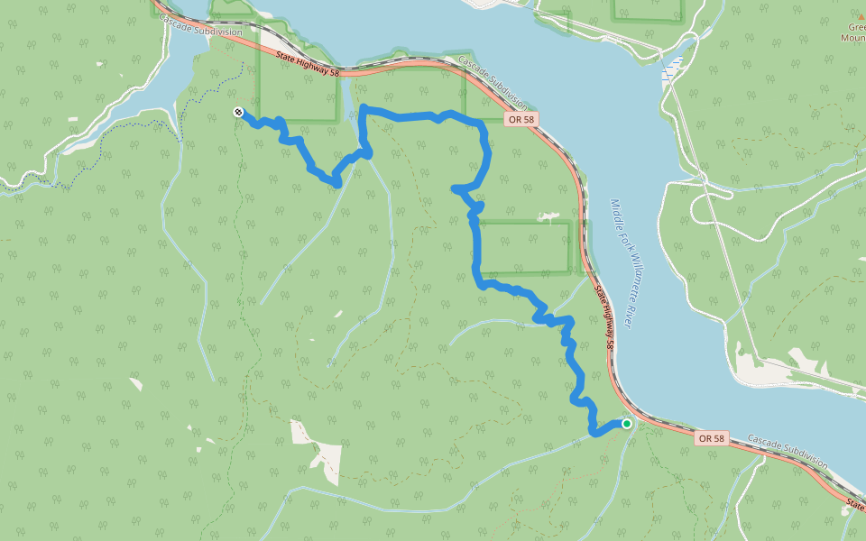 South Willamette Trail #3465 walking route map in Lowell