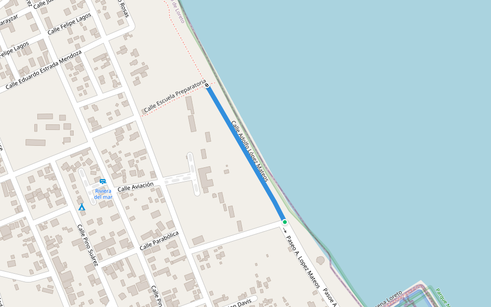 Calle Adolfo López Mateos walking route map in Cabo Pulmo