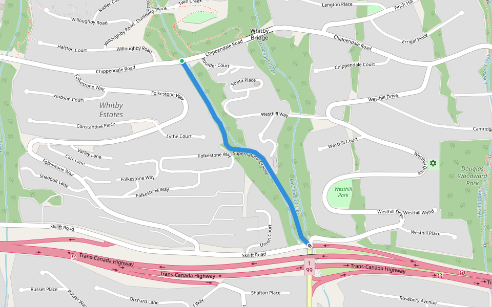 Supernatural Grouse walking route map in West Vancouver