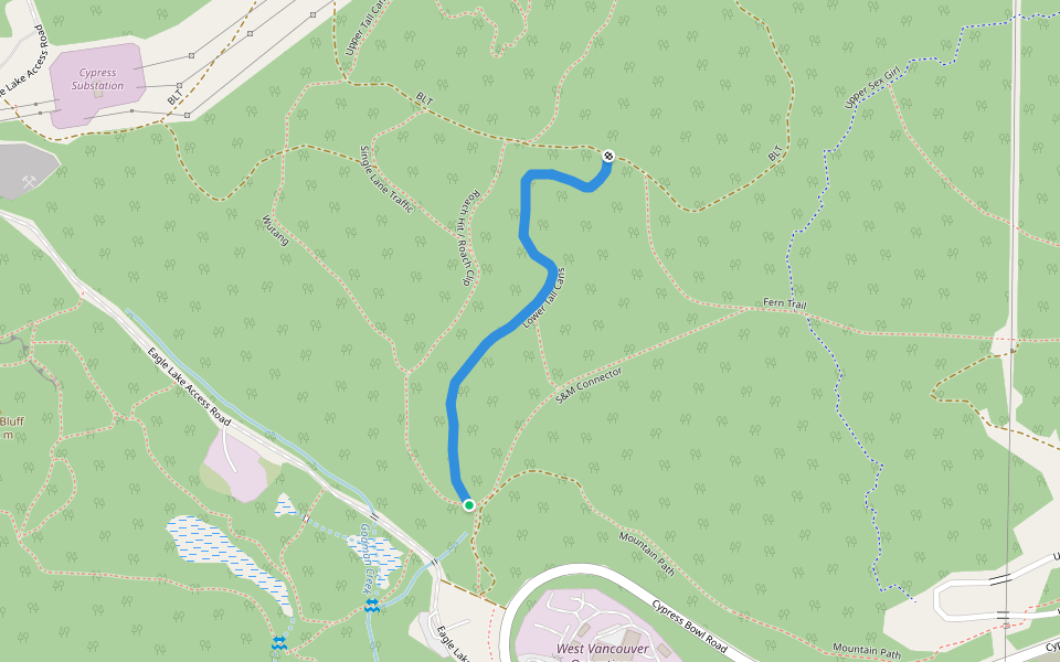 Lower Tall Cans walking route map in West Vancouver