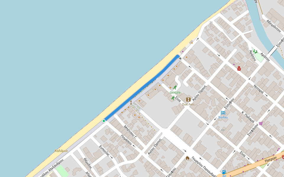 Μεγάλου Αλεξάνδρου walking route map in Korinthos