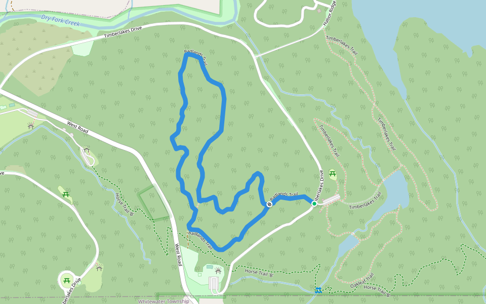 Badlands Trail walking route map in Harrison