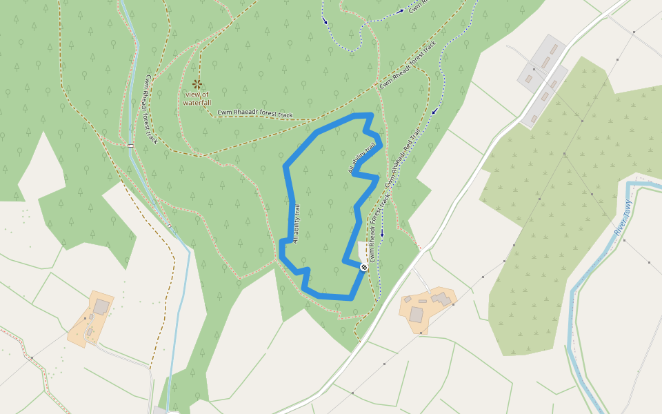 All ability trail walking route map in Rhandirmwyn