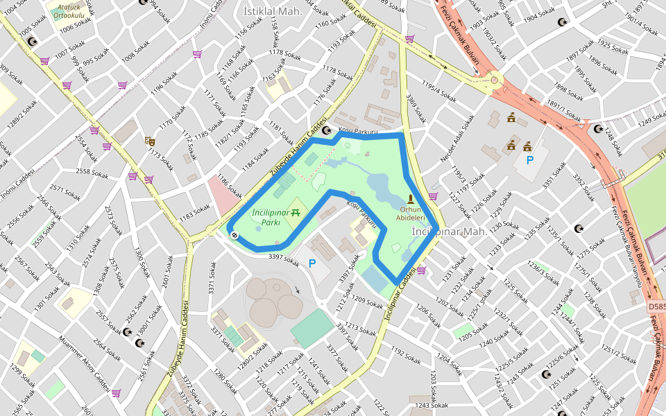 Koşu Parkuru walking route map in Denizli
